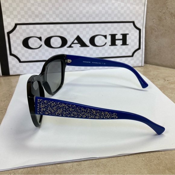 New Coach HC8139 L110 Black w/blue temples Sunglasses - Picture 12 of 13